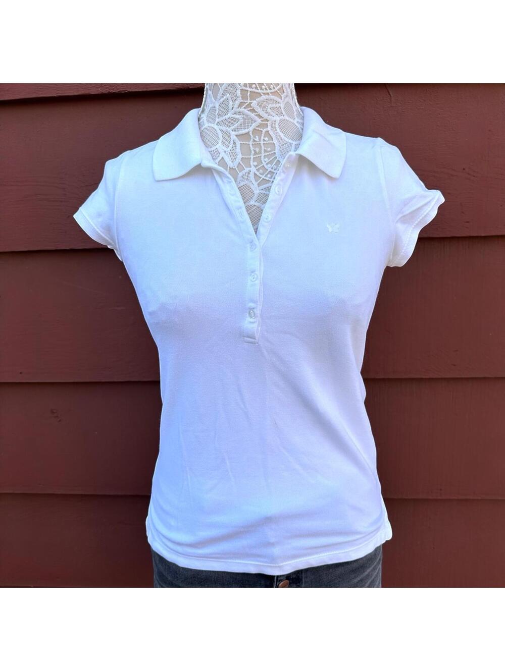 Aeropostale White‎ Fitted Pique Polo Shirt